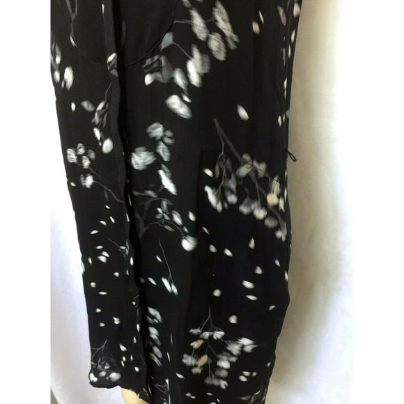 A.L.C. Silk Shirt Dress Button Down Black Floral - Picture 5 of 7